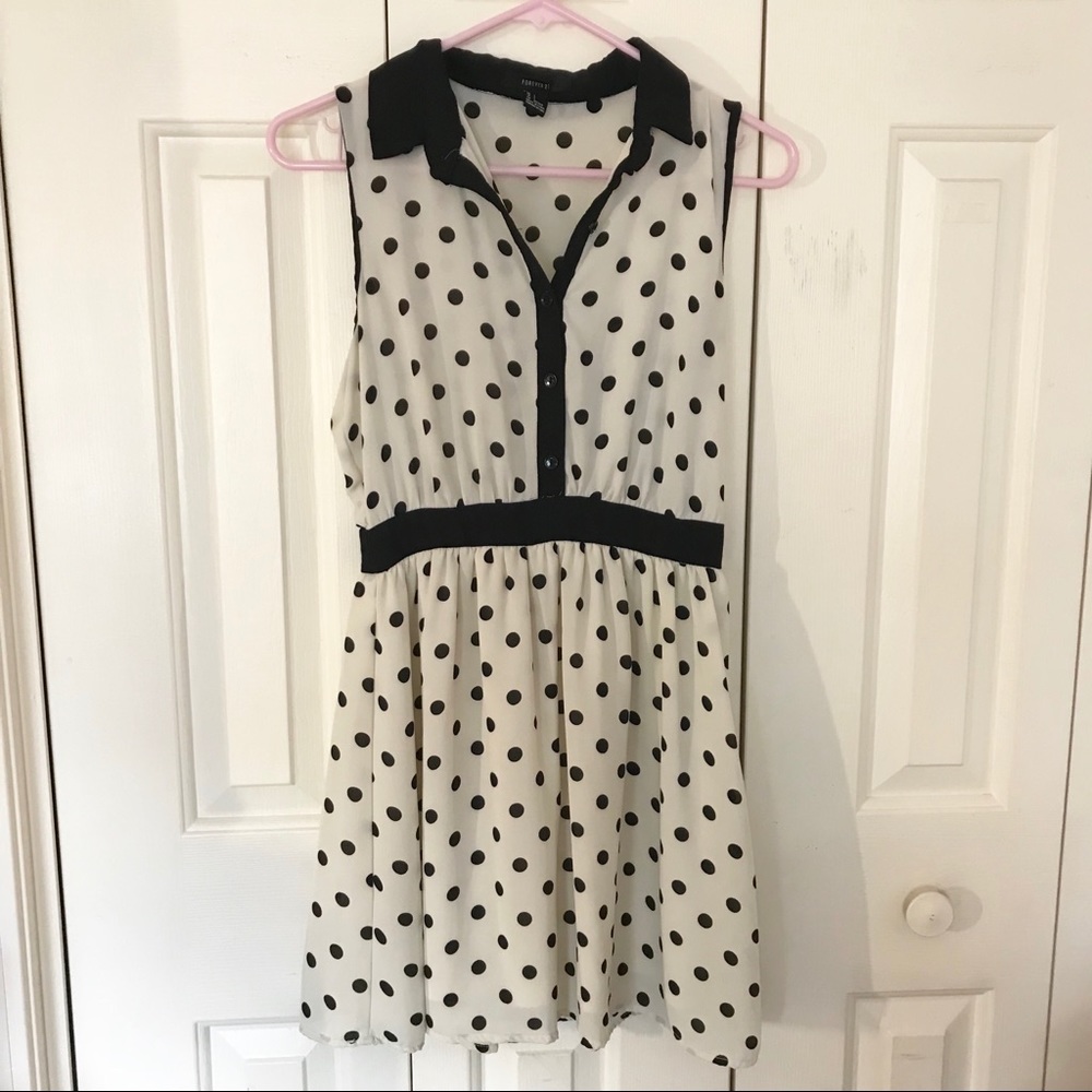 F21 B&W Polka Dot Dress with Buttonup Collar | 2